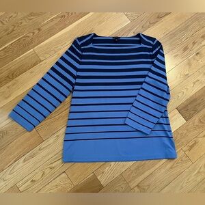 Talbots blue striped 3/4 sleeve women’s top size large